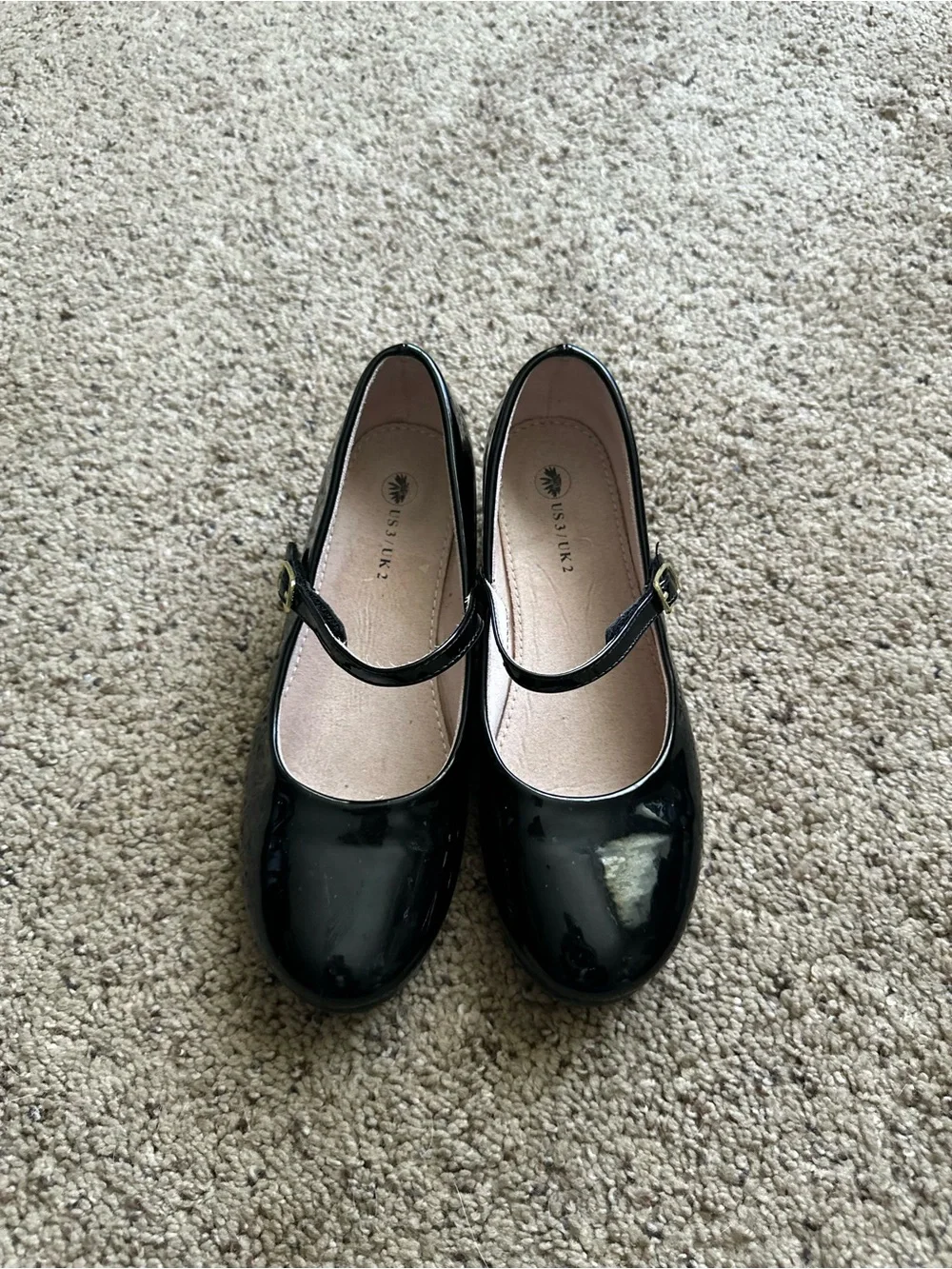 Girls shoeslocker  Black Patent Mary Jane Flats with Buckle ballerina size 3